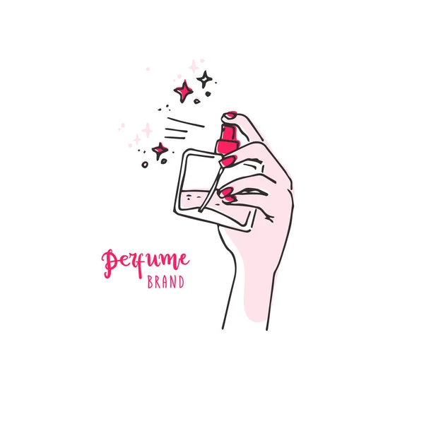 Doodle Eenvoudige Handspray Met Parfumflesje Goed Voor Logo Vectorillustratie — Stockvector