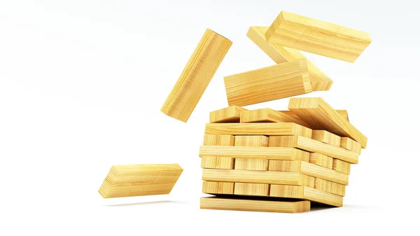 Beyaz arkaplanda bloklar tahta oyunu (jenga) — Stok fotoğraf
