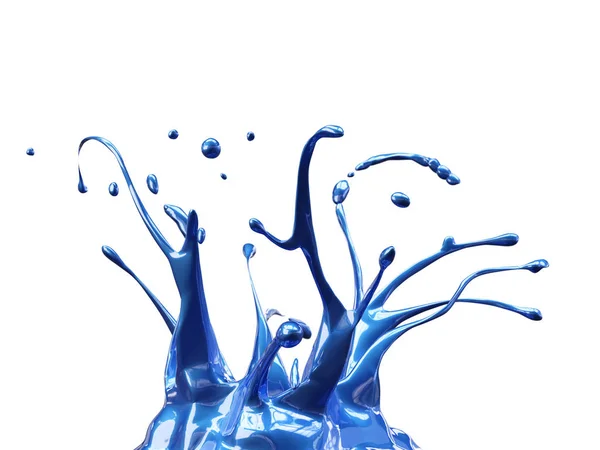 Azul carro pintura respingo espelhado no fundo branco — Fotografia de Stock