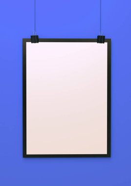 Boş poster şablonu 3d çizim asılı