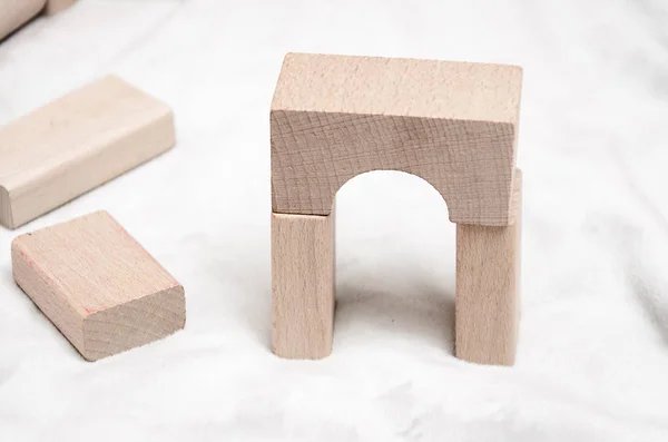 Educational blocks made of natural wood — Stock Photo, Image