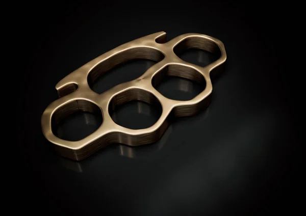 Knuckle-duster with copy space on dark background 3d illustratio — Stock Photo, Image