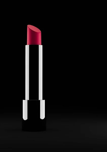 Red lipstick on dark background 3d illustration — Stock Photo, Image