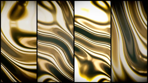 Gold smooth waves 3d rendering