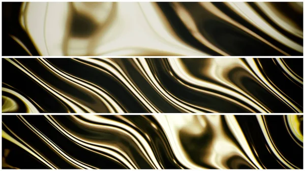 Gold smooth waves 3d rendering