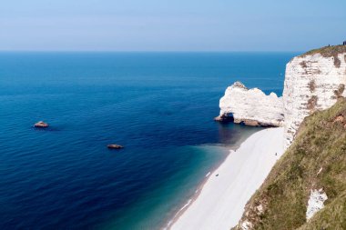 Fransa 'da Normandiya' da beyaz plaj.