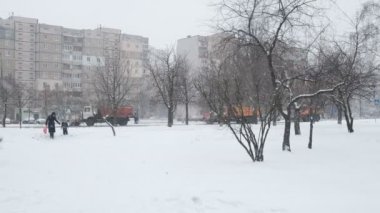 bir kar yağışı sırasında Şehir Parkı