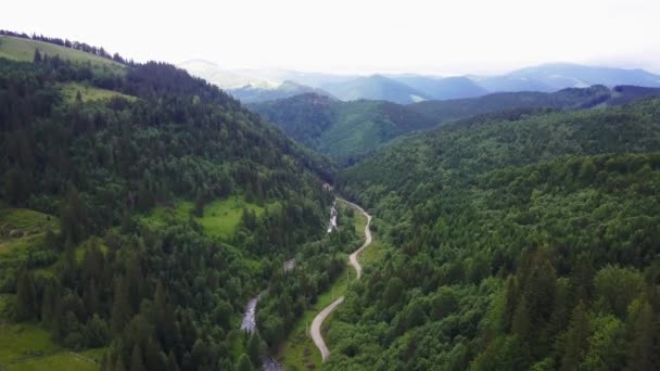 Drone Leci Nad Górami Lecie — Wideo stockowe