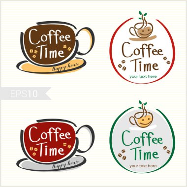 Elle çizilmiş stil kahve rozet etiket logo tasarım