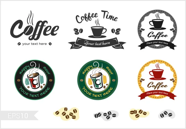 Set de insignia de café retro etiqueta logo diseño — Archivo Imágenes Vectoriales