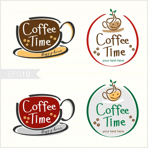 Elle çizilmiş stil kahve rozet etiket logo tasarım