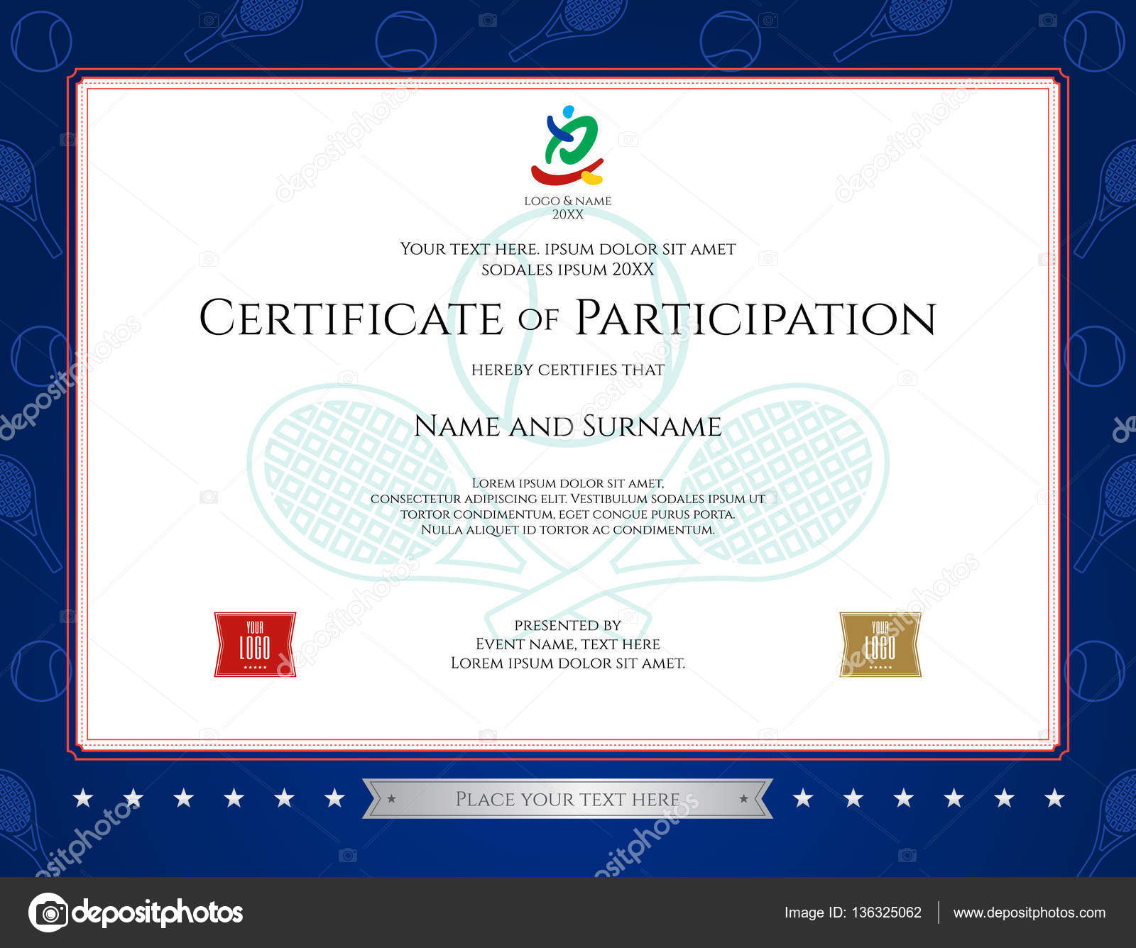 Sport theme certification of participation template for sport or In Tennis Certificate Template Free