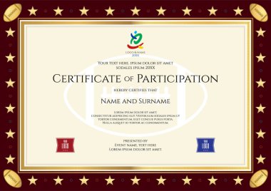 Spor tema sertifika katılım şablonunun spor veya rugby olay için