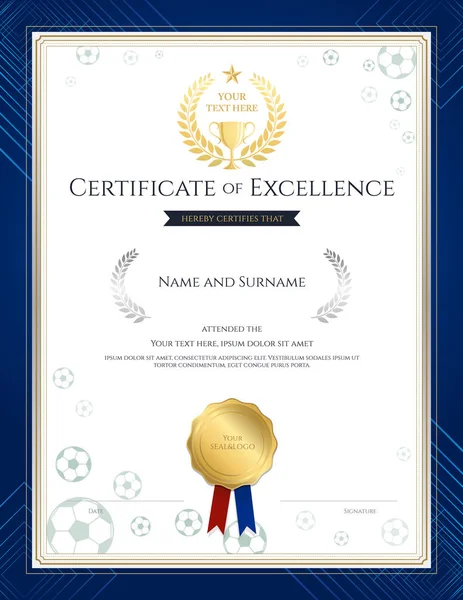 Futbol olay modern mavi sınır için spor tema şablonunda mükemmellik portre belgesi