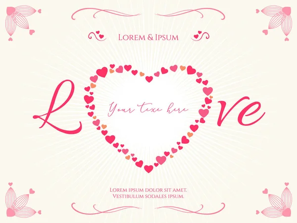 Valentine card or poster with heart shape and copy space — Stock Vector