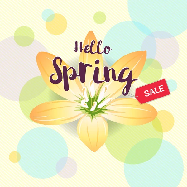 Primavera floral con flor amarilla y fondo colorido — Vector de stock