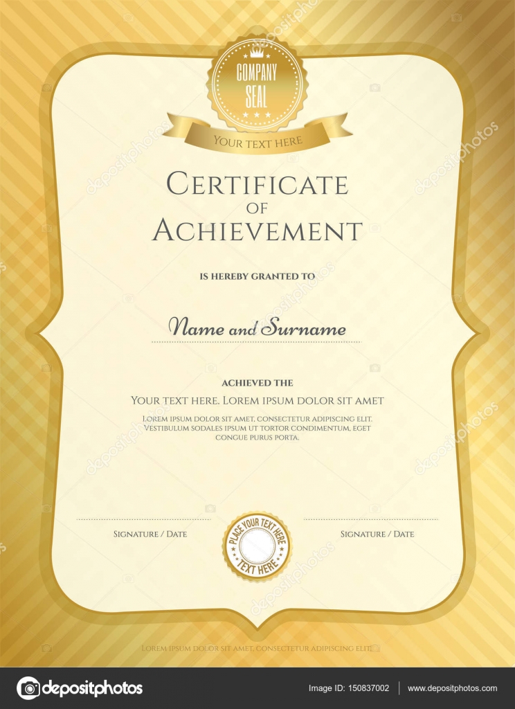 Portrait certificate of achievement template in vector ... Portrait certificate of achievement template in vector ...