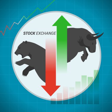Yukarı ve aşağı ok ile borsa kavramı bull vs ayı