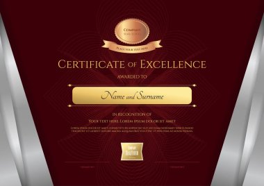 Lüks sertifika şablonuyla zarif gümüş sınır çerçeve, Di