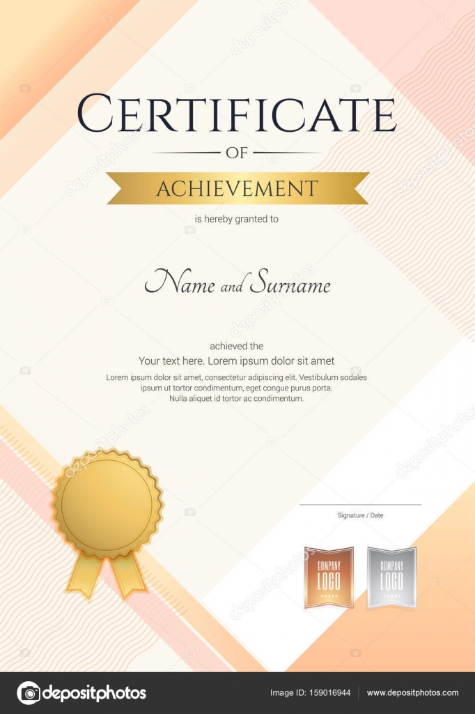 Portrait modern certificate of achievement template with ... Portrait modern certificate of achievement template with ...