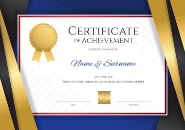 Lüks sertifika şablonuyla zarif altın kenar çerçevelemek, mezuniyet veya tamamlanması için Diploma tasarım