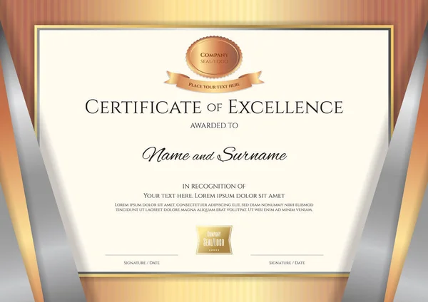 Modelo de certificado de luxo com moldura de borda dourada elegante, Di —  Vetores de Stock