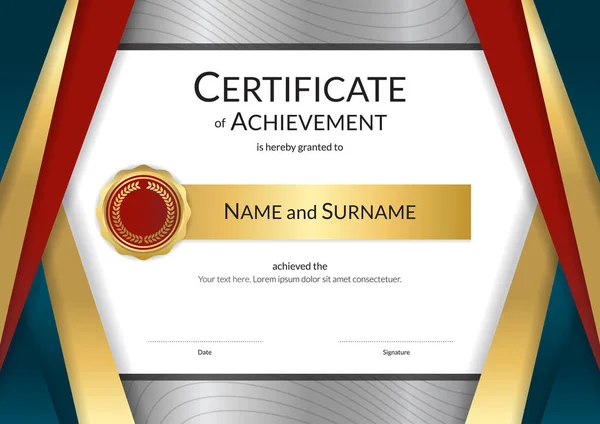 Plantilla de certificado de lujo con marco de borde elegante, Diploma d — Vector de stock