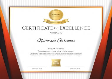 Lüks sertifika şablonuyla zarif altın sınır çerçeve, Di