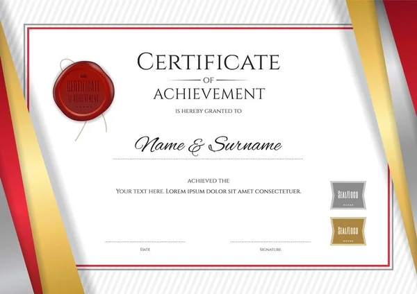 Luxe certificaatsjabloon met elegante gouden grenskader, Di — Stockvector