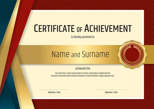 Modello di certificato di lusso con elegante cornice di confine, Diploma d — Vettoriale Stock