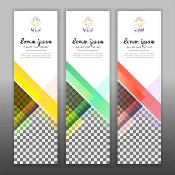 Conjunto de fundo de banner de exibição colorido abstrato vertical com — Vetor de Stock