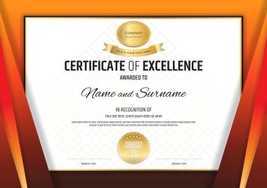 Zarif sınır çerçevesine sahip lüks sertifika şablonu, mezuniyet veya tamamlama için diploma tasarımı