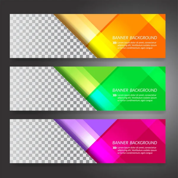 Set of horizon abstract colorful display banner background with — Stock Vector
