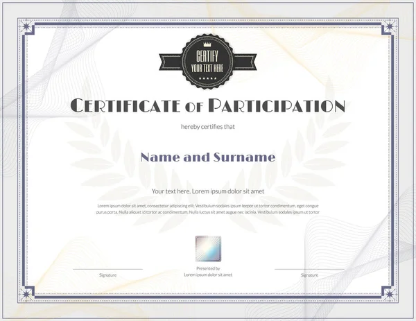 Zarif sınır çerçevesine sahip lüks sertifika şablonu, mezuniyet veya tamamlama için diploma tasarımı