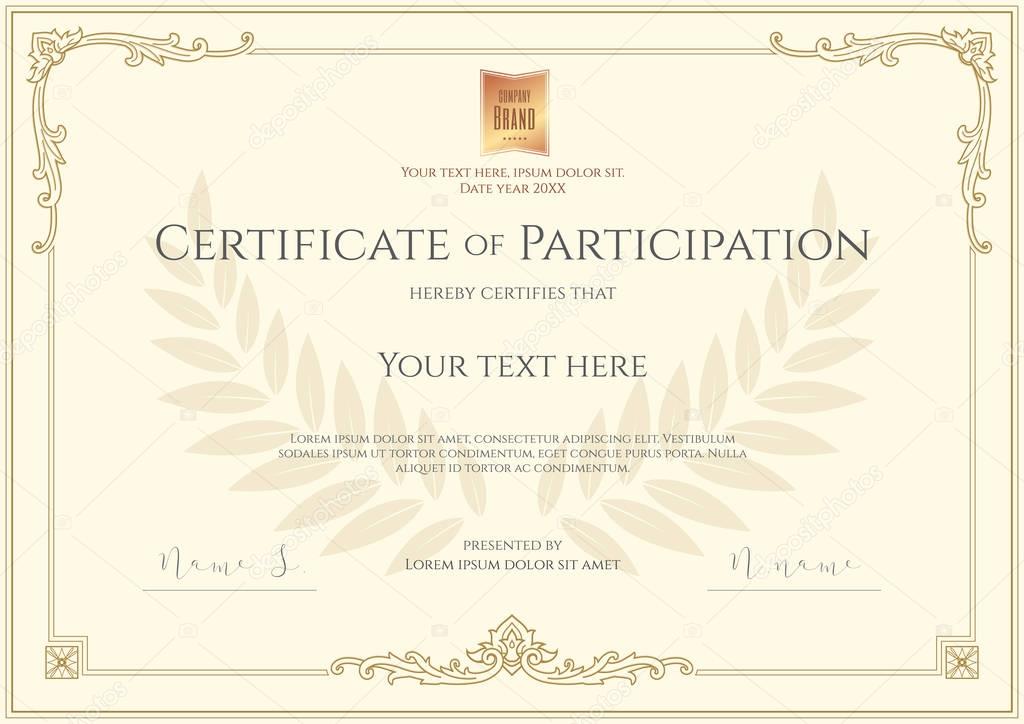 Luxury certificate template with elegant border frame, Diploma design for graduation or completion