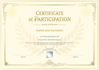 Zarif sınır çerçevesine sahip lüks sertifika şablonu, mezuniyet veya tamamlama için diploma tasarımı