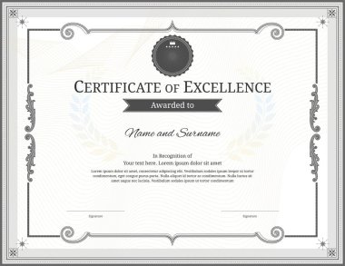 Zarif sınır çerçevesine sahip lüks sertifika şablonu, mezuniyet veya tamamlama için diploma tasarımı