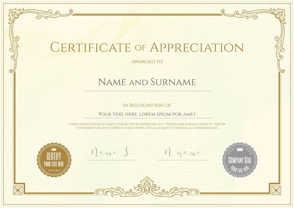 Zarif sınır çerçevesine sahip lüks sertifika şablonu, mezuniyet veya tamamlama için diploma tasarımı