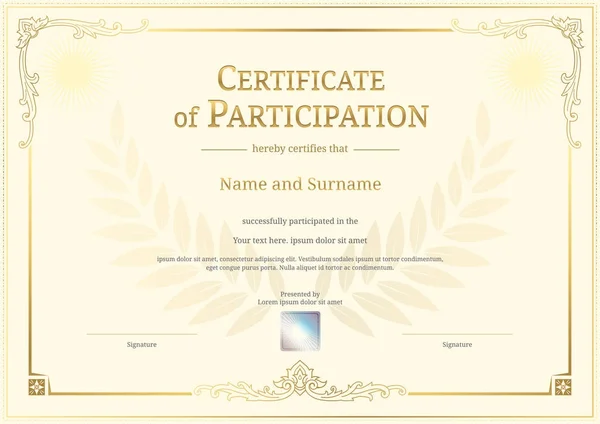 Luxusní certifikát šablony s elegantním rámečkem, Diploma design pro absolvování nebo dokončení — Stockový vektor