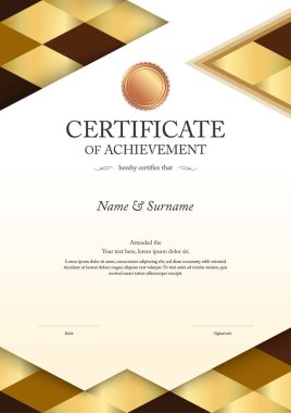 Zarif sınır çerçevesine sahip lüks sertifika şablonu, mezuniyet veya tamamlama için diploma tasarımı