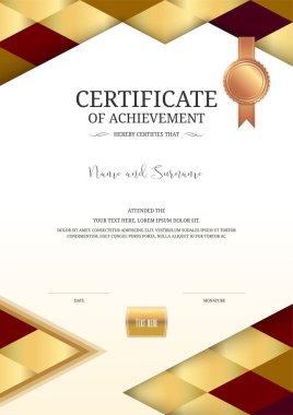 Zarif sınır çerçevesine sahip lüks sertifika şablonu, mezuniyet veya tamamlama için diploma tasarımı