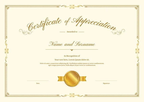 Zarif sınır çerçevesine sahip lüks sertifika şablonu, mezuniyet veya tamamlama için diploma tasarımı