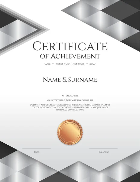 Luksusowy wzór certyfikatu z elegancką ramą graniczną, projekt dyplomu do ukończenia lub ukończenia — Wektor stockowy