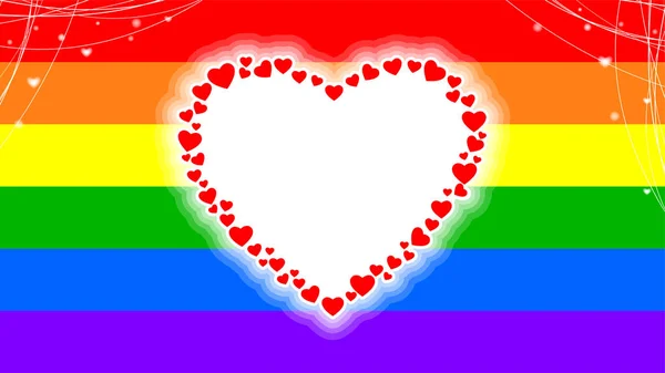 Fondo vectorial para el concepto de amor LGBT con corazón de arco iris colorido — Vector de stock