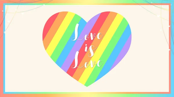 Vector háttér LMBT szerelem koncepció színes rainbow szívvel — Stock Vector