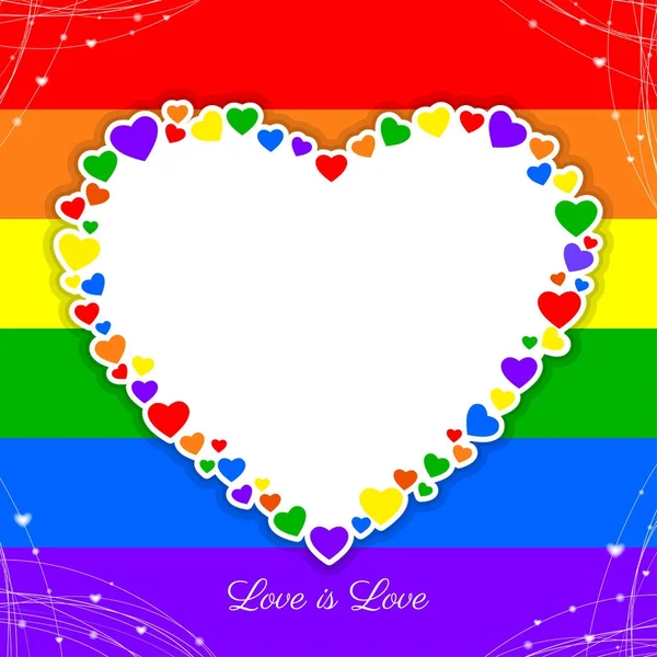 Lgbt aşk kavramı ile renkli gökkuşağı kalp için vektör arka plan — Stok Vektör