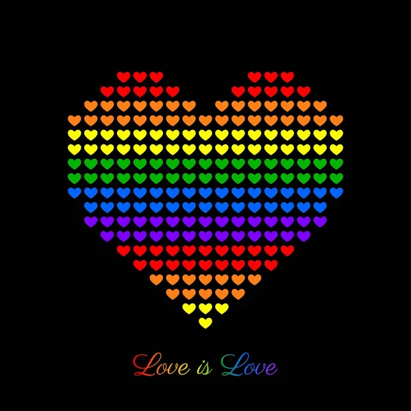 Fondo vectorial para el concepto de amor LGBT con corazón de arco iris colorido — Vector de stock