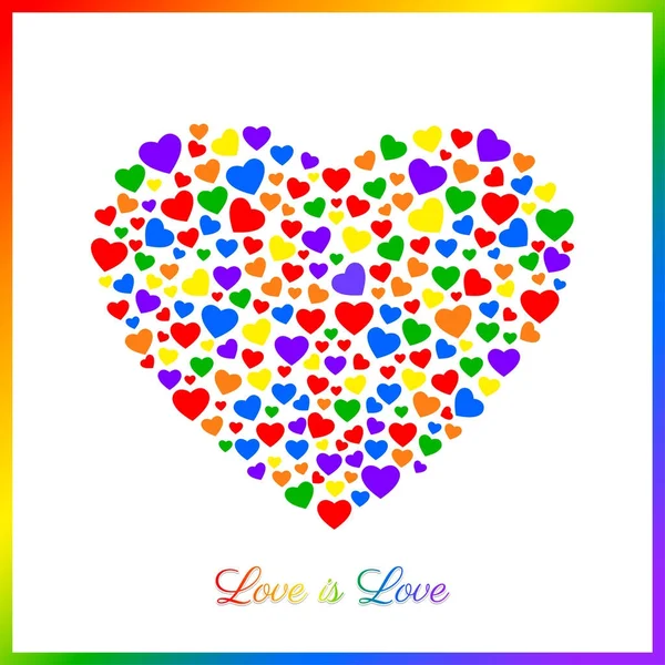Fondo vectorial para el concepto de amor LGBT con corazón de arco iris colorido — Vector de stock