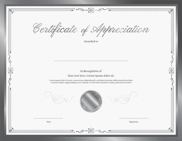 Plantilla de certificado de lujo con marco de borde elegante, diseño de diploma para graduación o finalización — Vector de stock