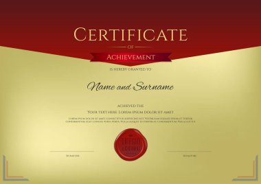 Zarif sınır çerçevesine sahip lüks sertifika şablonu, mezuniyet veya tamamlama için diploma tasarımı